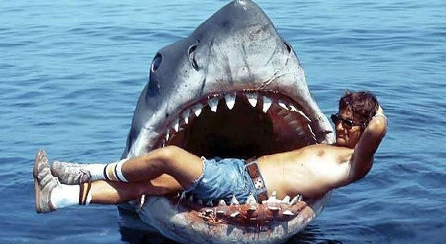 Bruce, the animatronic great white shark and Steven Spielberg