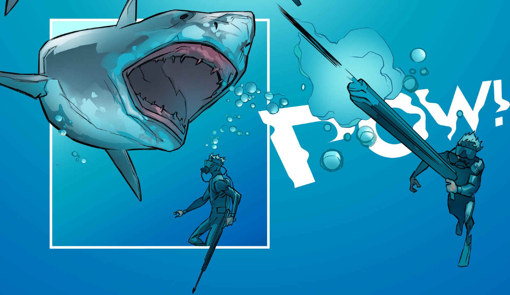 John Storm, ocean adventurer, sees off a hungry great white shark