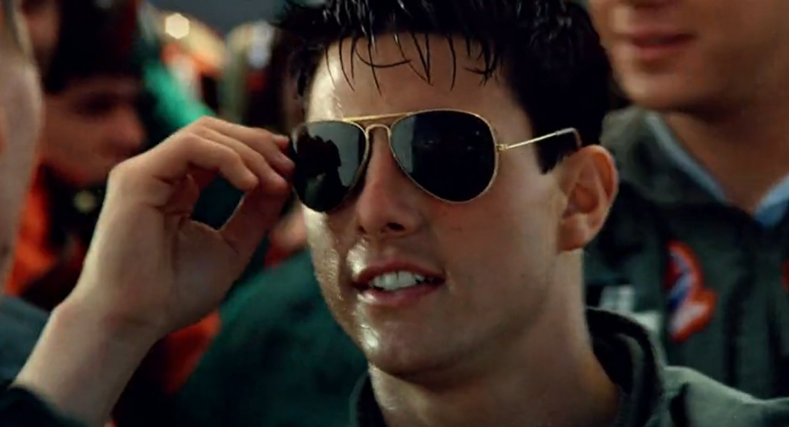 Tom Cruise wearing his Ray-Bans in Top Gun the movie